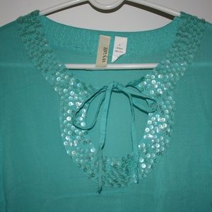 Turquoise sequin blouse